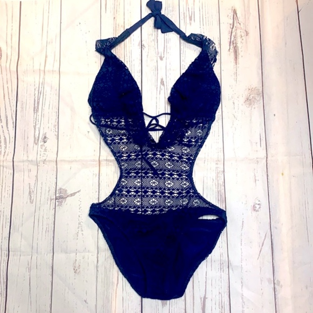 Size Small Ralph Lauren 1 Pc Halter Neck Cut Out Waist Swimsuit